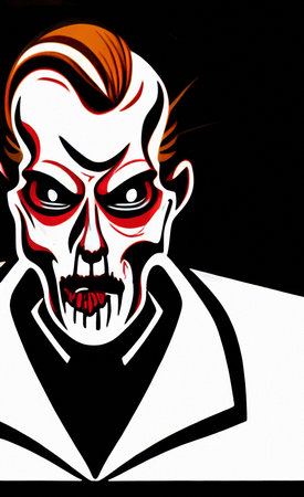 Digital painted illustration of fantasy scary zombie or vampire, horror character portrait.の写真素材