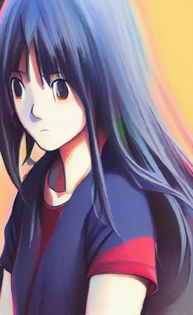 Illustration of beautiful stylish cartoon anime girl portrait