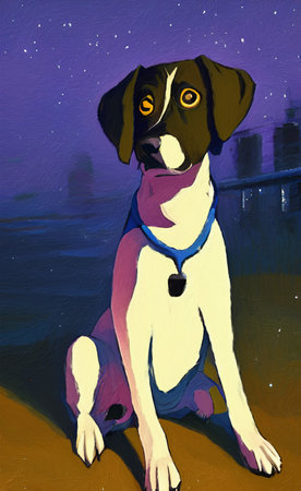 Digital watercolor drawing dog portrait, wall art fashion printの写真素材