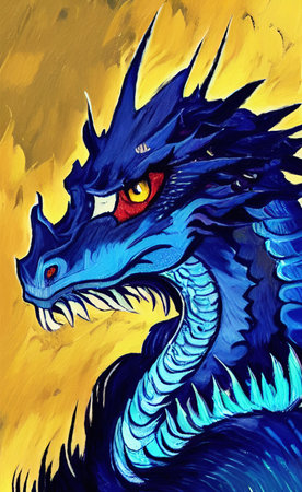 Fantasy mystical evil dragon digital art paintingの写真素材