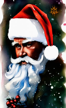 Digital watercolor drawing Santa Claus, isolated portrait. art print. Christmas mood.の写真素材