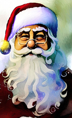 Digital watercolor drawing Santa Claus, isolated portrait. art print. Christmas mood.の写真素材