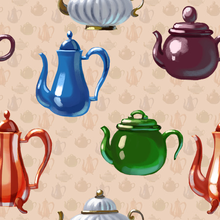 Ceramic teapot drawnの写真素材