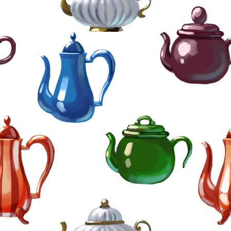 Ceramic teapot drawnの写真素材