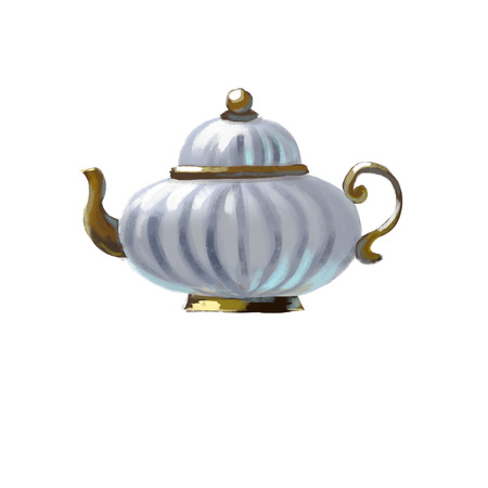 Ceramic teapot drawnの写真素材