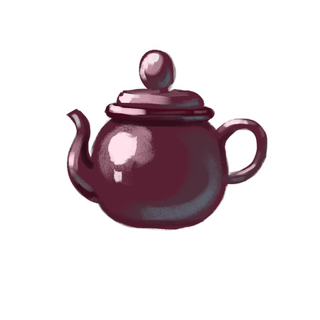 Ceramic teapot drawnの写真素材