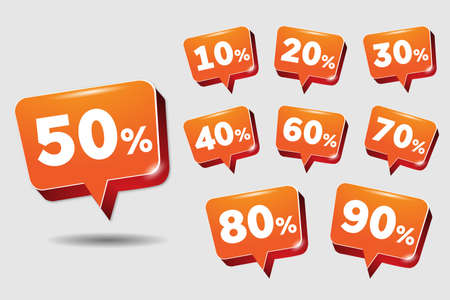 set icon sale orange color 10-90 percent on gray backgroundのイラスト素材