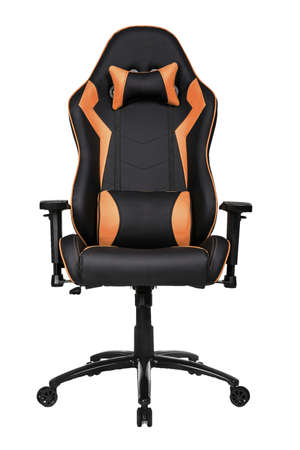 gaming chair orange color on white backgroundの写真素材