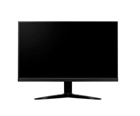 monitor black screen on white background isolateの写真素材