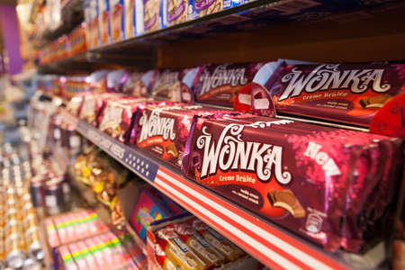 Chocolate bars in a sweets shop.のeditorial素材