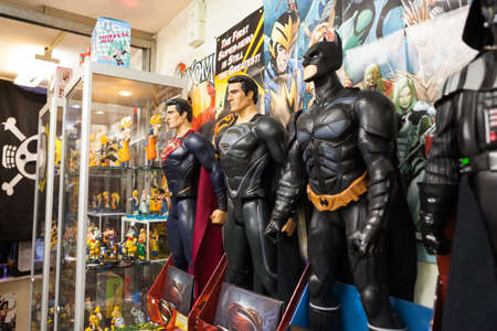 Superheroes in a comicbook store.のeditorial素材