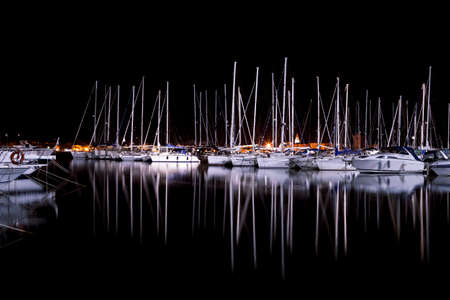 Marina with many boats dockedの写真素材