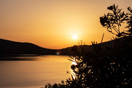 Sunrise at Elounda in Creteの写真素材
