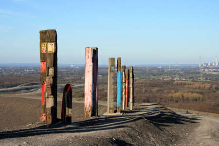 Colorful railway sleepers on the dump in Bottrop