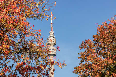 TV tower Westfalenpark Dortmund in autumnの写真素材