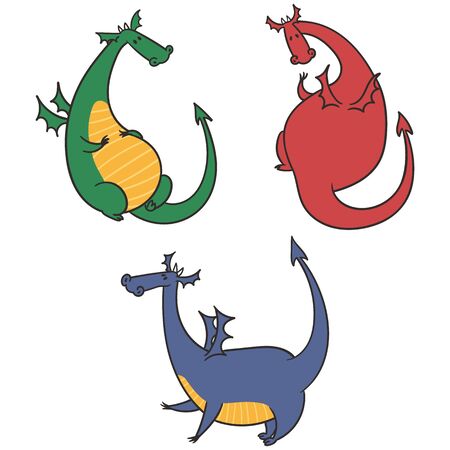Cartoon Dragons Illustrationのイラスト素材