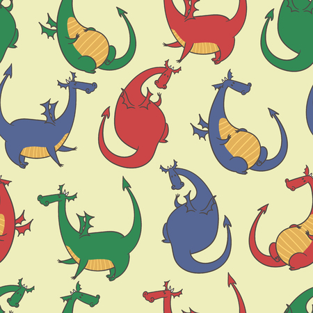 Cartoon Dragons Patternのイラスト素材