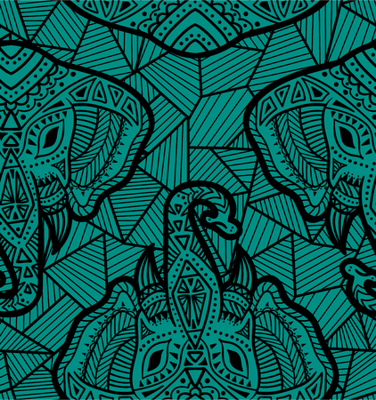 Elephant Boho Patternのイラスト素材