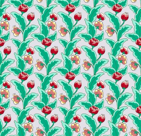 Peony Flowers Patternのイラスト素材