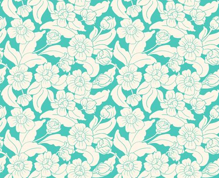 Peony Flowers Patternのイラスト素材