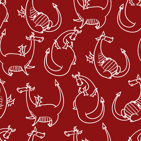 Cartoon Dragons Patternのイラスト素材