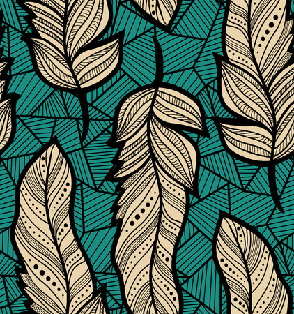Feathers Boho Patternのイラスト素材