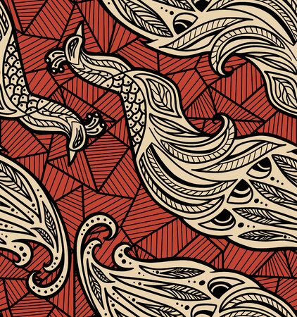 Peacock Boho Patternのイラスト素材