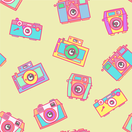 Vintage Cameras Pattern. Vector illustration.のイラスト素材