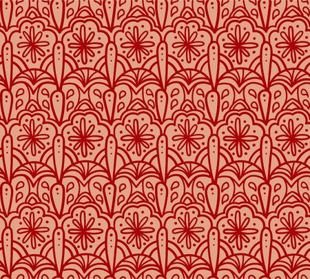 Mehndi Inspired Seamless Pattern. Vector illustration.のイラスト素材