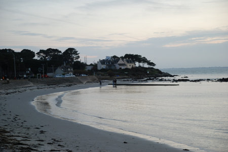 sunset at the beach in summerの写真素材