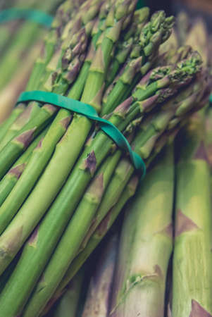 Bunch of fresh organic asparagus, close up and selective focus.の写真素材