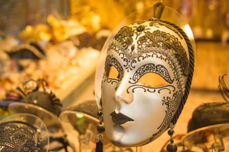 Venice mask close-up. Venice carnival masks shop.の写真素材