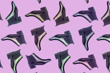 Seamless pattern with leather chelsea boots. Creative background. Fashion minimal concept, sale,...