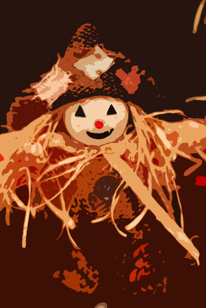 Scarecrow - Drawn illustration of a scarecrow boy.drawing, illustration, scarecrow, の写真素材