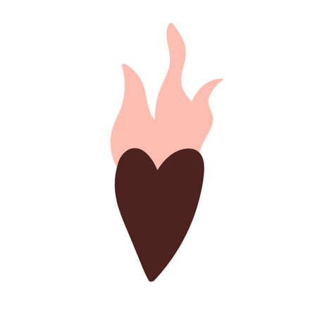 Burning heart. Saint Valentine's Day mail. Romantic object. Love element. Vector illustration in cartoon style. Isolated on white background.のイラスト素材