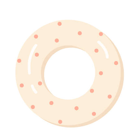 Vintage swim ring with pink polka dots. Summer, beach vacation. Inflatable pool toy. Vector...