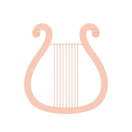pink harp. classical stringed musical instrument. Vector illustration in cartoon style. Isolated white background.のイラスト素材