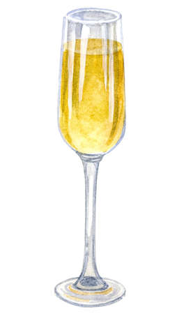 White wine glass. Sketch watercolor illustrationの写真素材