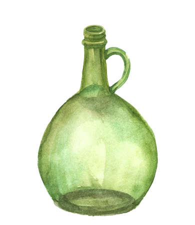 Vintage bottle. Hand drawn watercolor illustrationの写真素材
