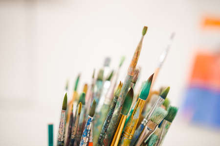 Set of multicolor brushes of different size. Painting Studio toolsの写真素材