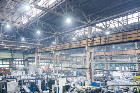 Industrial zone. Interior of a foundry - workstation and equipment for the production alloy wheelsの写真素材