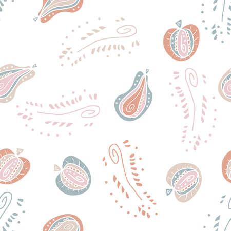 Hand drawn vector abstract blossom seamless pattern for decor and design. Perfect for scrapbooking, textile and prints.のイラスト素材
