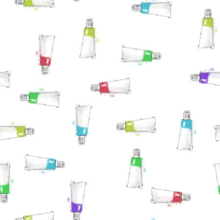 Hand-drawn seamless pattern of fun colorful tubes isolated on a white backgroundの写真素材