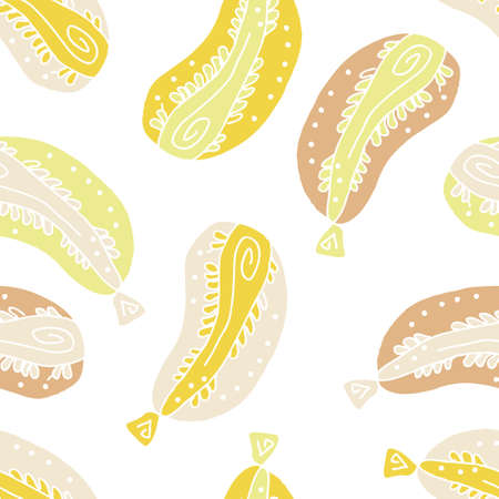 Pastel-colored autumn pattern with abstract zucchini.のイラスト素材