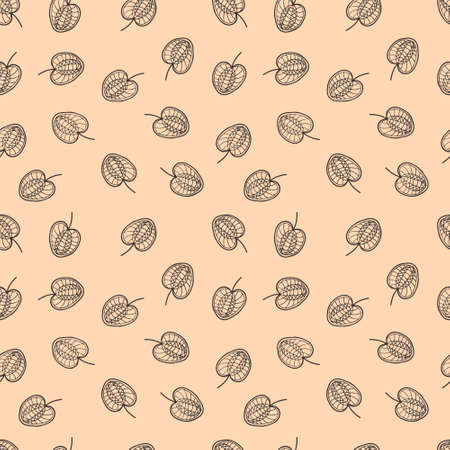 Doodle seamless pattern of abstract leaves. Perfect for fabric, scrapbooking, textile and prints. Hand drawn illustration for decor and design.の写真素材