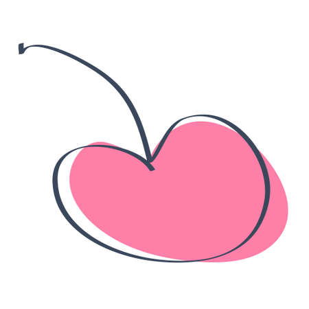 A cherry drawn in a free style. Hand drawn vector illustration for decor and design.のイラスト素材