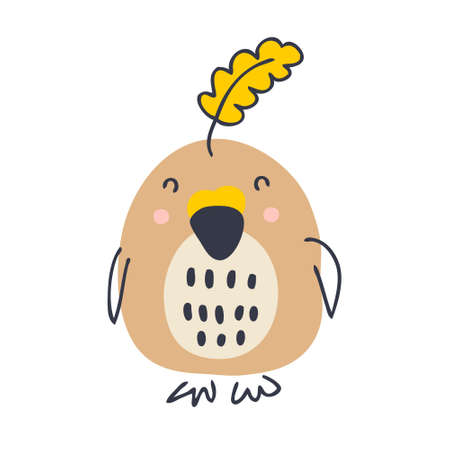 Cartoon style parrot vector illustration. Design for T-shirt, textile and prints.のイラスト素材