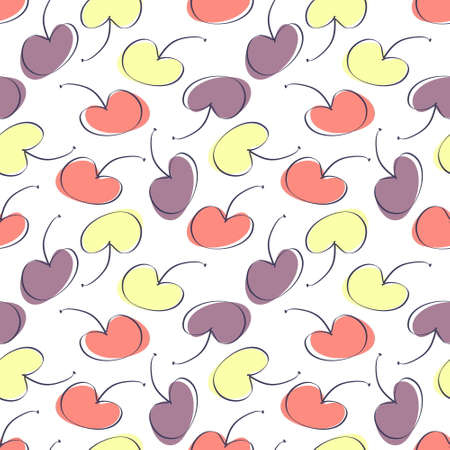 Multicolor seamless pattern with cherries berries. Perfect for T-shirt, textile and prints. Doodle...