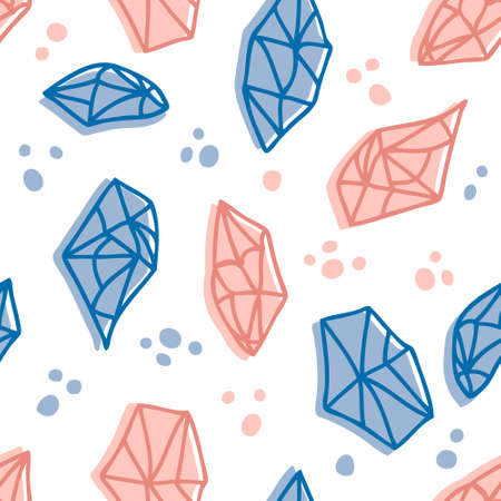 Doodle crystal seamless pattern with spots. Perfect for T-shirt, textile and prints. Hand drawn vector illustration for decor and design.のイラスト素材