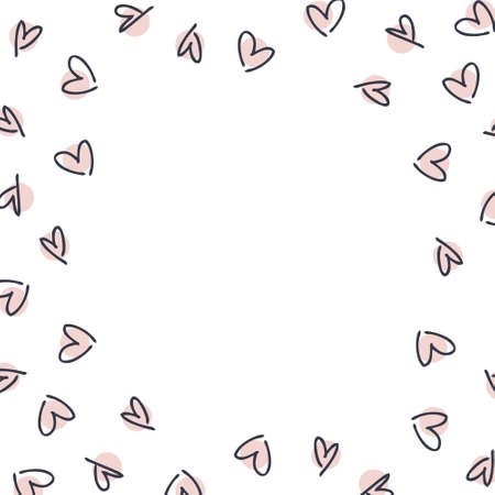 Hand drawn doodle hearts round pattern. Perfect for greeting card and prints. Vector illustration...